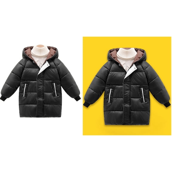 Boys Winter Coats,Boys Puffer Coat Mid-Length Heavyweight with Collar Hooded Windproof Warm Child Puffer Jacket Boys Jackets Size 3-4 Years