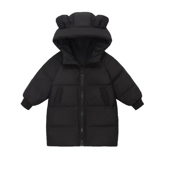 Boys Winter Coats,Boys Puffer Coat with Pocket Zip up Winter Hoodies Coat Solid Color Long Sleeve Child Puffer Jacket Boys Size 2-3 Years Winter Coat