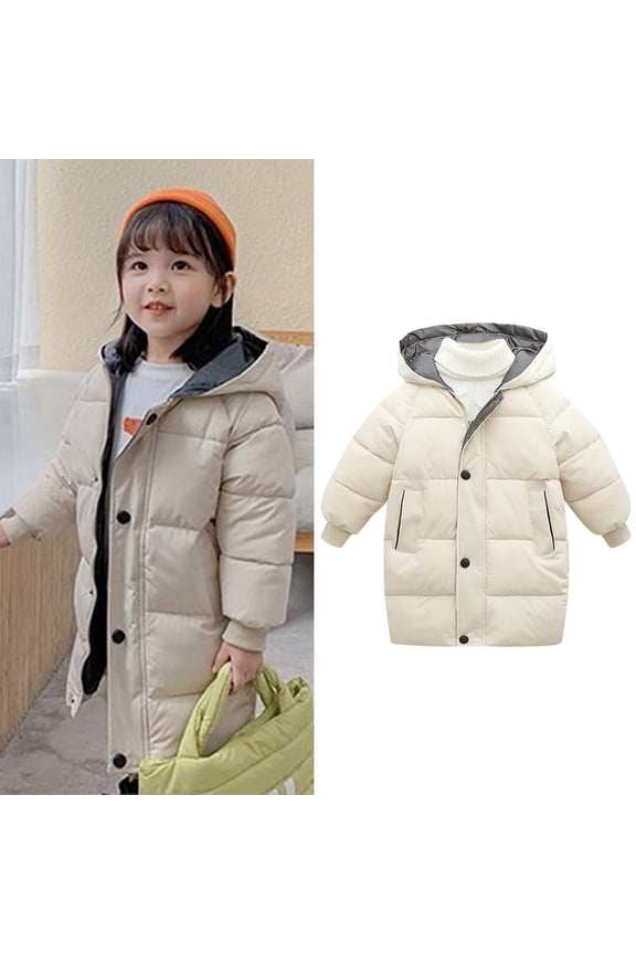 Boys Winter Coats,Kids Puffer Jacket Mid-Length Heavyweight with Trim Hood Windproof Warm Lined Jackets Coats Boys Jackets Size 12-18 Months
