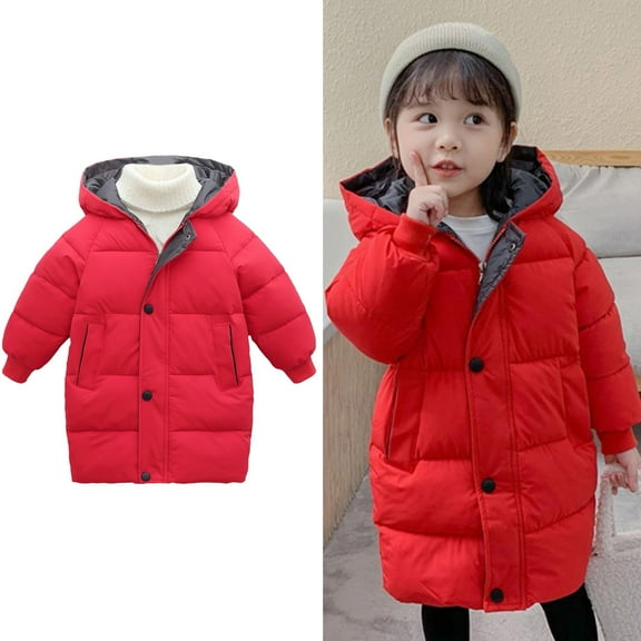 Boys Winter Coats,Kids Puffer Jacket Mid-Length with Hooded Warm Windproof Lined Jackets Coats Girls Winter Clothes Size 12-18 Months