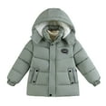 thumbnail image 1 of Boys Winter Coats with Hooded Puffer Jacket Boys Green Jacket Zip up Long Sleeve Thicken Waterproof Jacket Kids Boys Winter Jackets Size 6-7 Years, 1 of 5
