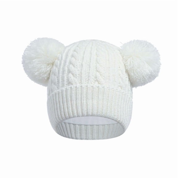 Boys Winter Hat Knit Winter Beanie Hats with Double Pom Winter Windproof Hat for 3-8 Years Boys Girls