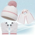 thumbnail image 1 of Boys Winter Hat Scarf Glove Set, Warm Lined Hat Gloves Knit Scarf Set for Boys Girls, 1 of 6