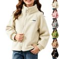 thumbnail image 1 of Boys Winter Jacket Dqueduo Kids' Fleece Zip Up Stand Collar Casual Outerwear Jacket Coat For Boys Girls Beige 5-6 Years, 1 of 7