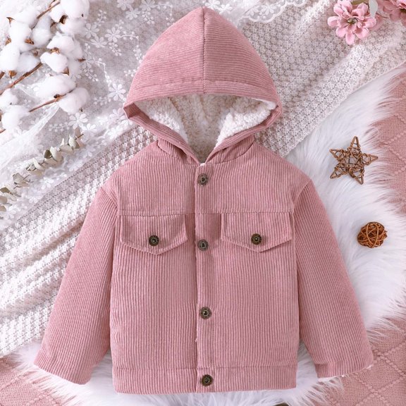 Boys Winter Lined Corduroy Jacket with Padding Warm Coat for Toddlers and Kids Outerwear