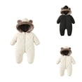 thumbnail image 1 of Boys Winter Lined Hooded Romper Jumpsuit with Ears â Thickened Padded Snowsuit for Toddler & Baby Boy One-Piece Outwear Coat, 1 of 9