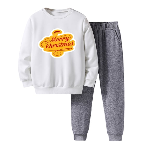Gaexia Boys Winter Outfits Size 10-12 Christmas Print Hoodies for Boys 6-8 Tracksuit Jogger Pants Set Pullover Sweaters Boy Clothes 14/16 Outfits