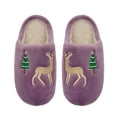 thumbnail image 1 of Boys' Winter Plush Slippers - Indoor Comfy Shoes with Festive Deer and Tree Embroidery, 1 of 4