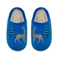 thumbnail image 1 of Boys' Winter Plush Slippers - Indoor Comfy Shoes with Festive Deer and Tree Embroidery, 1 of 5