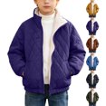 thumbnail image 1 of Boys Winter Quilted Jacket Warm Sherpa Fleece Lined Diamond Stitch Coat,Stand Collar Zip Up Windbreaker with Pockets (Sizes 6-14), 1 of 7