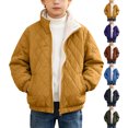 thumbnail image 1 of Boys Winter Quilted Jacket Warm Sherpa Fleece Lined Diamond Stitch Coat,Stand Collar Zip Up Windbreaker with Pockets (Sizes 6-14), 1 of 7