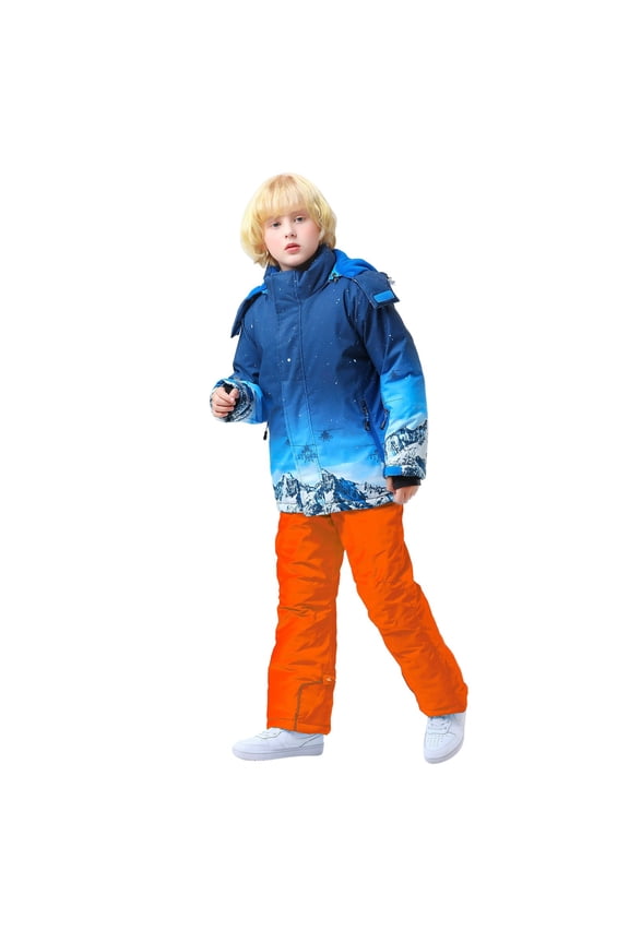 Boys Winter Ski Suit Hooded Jacket And Snow Pants Set Waterproof Warm Performance Outerwear 12-14 Years