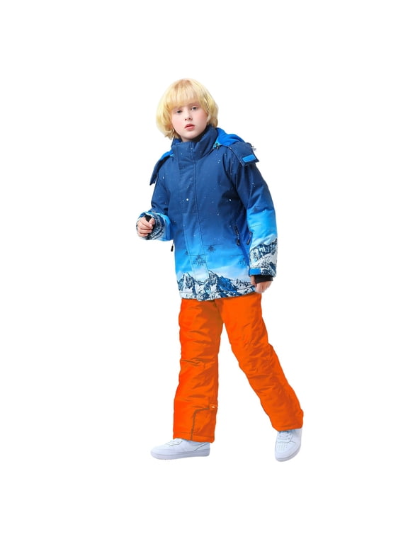 Boys Winter Ski Suit Hooded Jacket And Snow Pants Set Waterproof Warm Performance Outerwear 14-16 Years