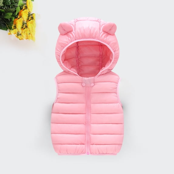 Boys Winter Thick Warm Sleeveless Padded Vest Casual Kids Outer Waistcoat Pink 6-12 Months