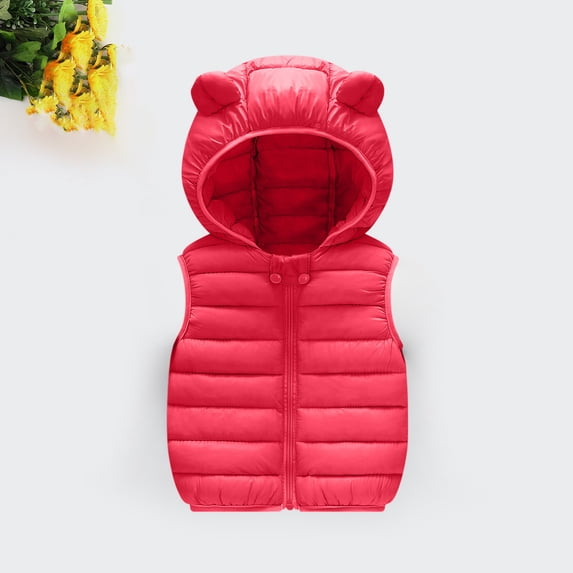 Boys Winter Thick Warm Sleeveless Padded Vest Casual Kids Outer Waistcoat Red 3-4 Years
