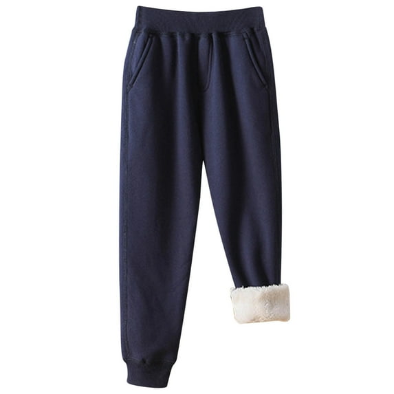 Boys' Winter Warm Lined Pants, Thickened Thermal Pants for Cold Weather Activities and Everyday Use