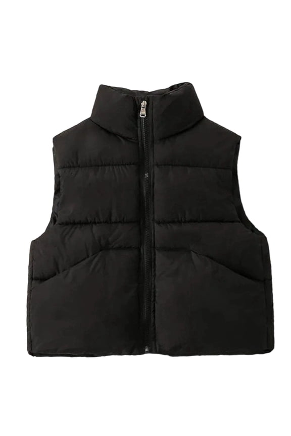 Boys' Winter Warmth Down-Filled Sleeveless Jacket with Stand Collar for Cold-Weather Adventures
