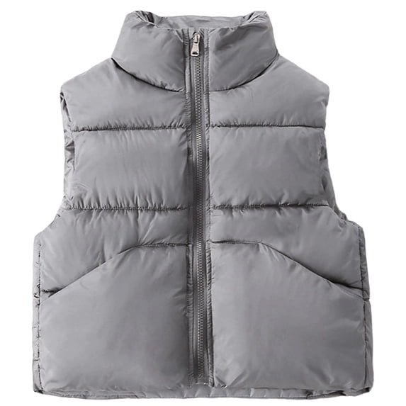 Boys' Winter Warmth Down-Filled Sleeveless Jacket with Stand Collar for Cold-Weather Adventures