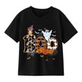 thumbnail image 1 of Boys Witch Ghost and Pumpkin Halloween T-Shirt, Spooky Graphic Short Sleeve Shirt for Fall and Seasonal Wear, 1 of 5