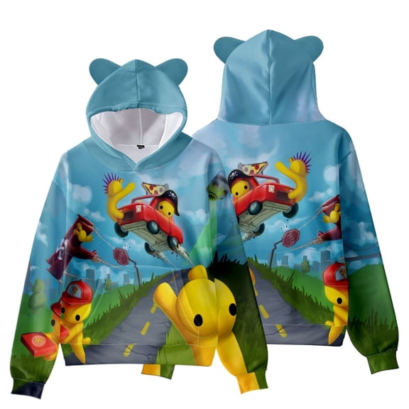 Boys Wobbly Life 3D Figure Hooide Wobbly Life Cat's Ear Shaped Sweatshirt Fashionable Casual Youth Hooded