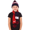 thumbnail image 1 of Boys Woven Knit Crochet Cable Warm Winter Snowflakes Hat and Scarf Set,Navy, 1 of 4