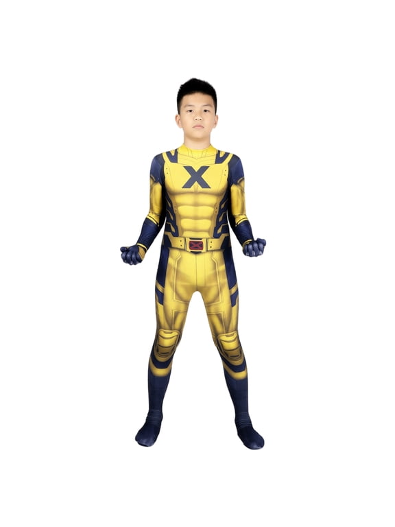 Boys Yellow Claw Hero Hero Full Body Zentai Suits Printed Superhero Costumes for Halloween Costume Party Outfits