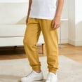thumbnail image 1 of Boys Yellow Jogger Pants Elastic Waistband Pull On Kids Casual Pants for School Play,Size 9-10T, 1 of 8