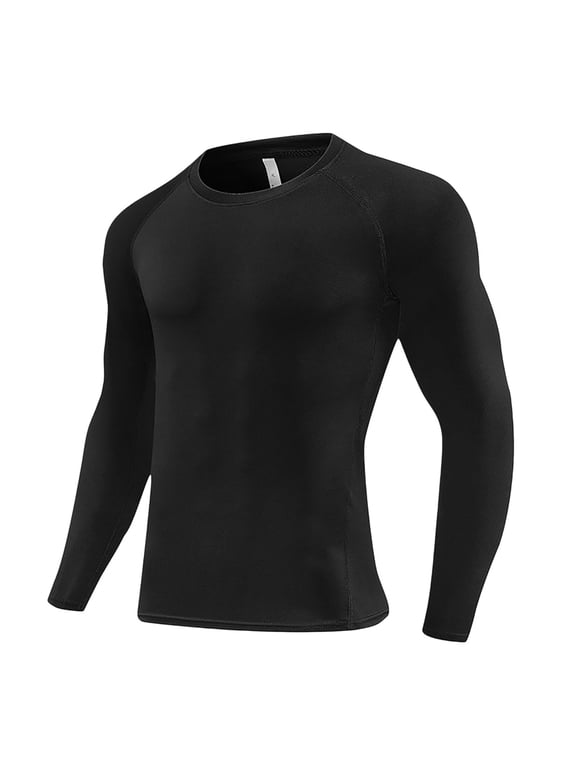 Boys Youth Compression Shirt Long Sleeve Moisture Wicking Athletic Base Layer for Football Baseball Training, Kids Quick Dry Sports Top by Fnhpitd Black 120