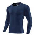 thumbnail image 1 of Boys Youth Compression Shirt Long Sleeve Moisture Wicking Athletic Base Layer for Football Baseball Training, Kids Quick Dry Sports Top by Fnhpitd Navy 150, 1 of 9