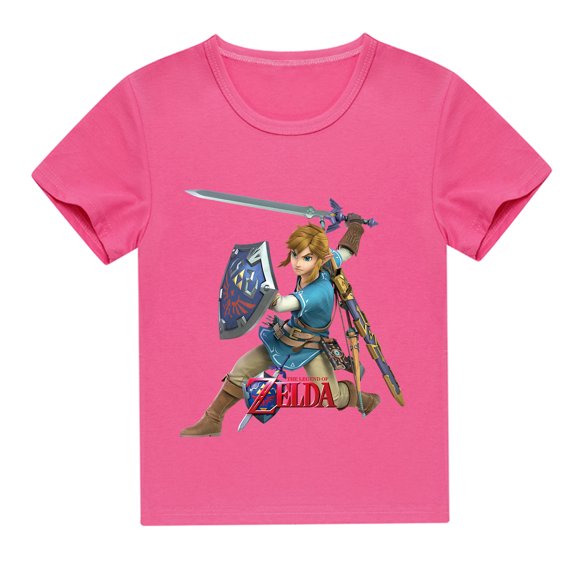 Boys Zelda Cotton Short Sleeve T-shirt Kids Casual Summer Breathable Crew Neck T-shirt