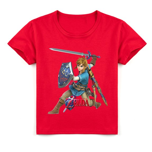 Boys Zelda Cotton Short Sleeve T-shirt Kids Casual Summer Breathable Crew Neck T-shirt