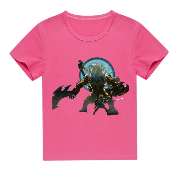 Boys Zelda Print Cotton Short Sleeve T-shirt Children's Casual Top for Summer T-shirt