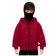 thumbnail image 1 of Boys Zip Up Hoodie Large Boys Girls Balaclava Hoodie Winter Double Layer Hooded Sweatshirt Sports Jacket Full Zip Warm Outerwear Coats for Kids, 1 of 6
