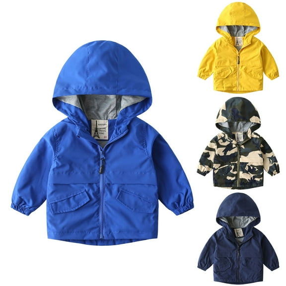 Boys Zip Up Jacket with Hood Toddler Baby Boy Girl Jackets Lightweight Outwear Zipper Hooded Windbreaker Jacket Fall Clothes 12M 18M 2T 3T 4T 5T