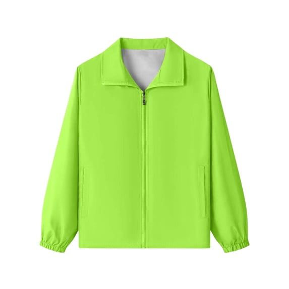 Boys Zip Up Sweatshirt No Hood Sweatshirts Kid Full Zip Lightweight Jacket with Pocket Solid Color Waterproof Windproof Jacket 7-17 Years