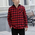 thumbnail image 1 of Boys Zip up Plaid Jacket Long Sleeve Hoodie Plaid Flannel Shirt Jacket Outerwear Tops 150, 1 of 5