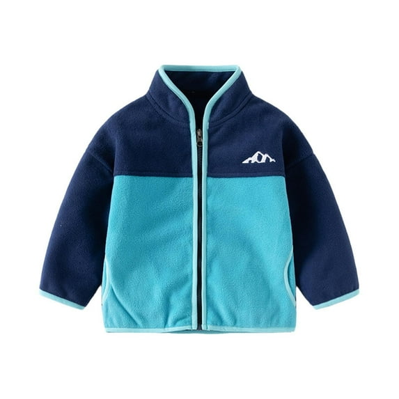 Boys Zipper Hoodies Size 10 12 Boy Fuzzy Coat Baby Stand Collar Top Children's Color Matching Casual Children's Wear Z0F-Navy, 4-5 Years