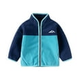 thumbnail image 1 of Boys Zipper Hoodies Size 14-16 Boy Fuzzy Coat Baby Stand Collar Top Children's Color Matching Casual Children's Wear Z0F-Navy, 3-4 Years, 1 of 6