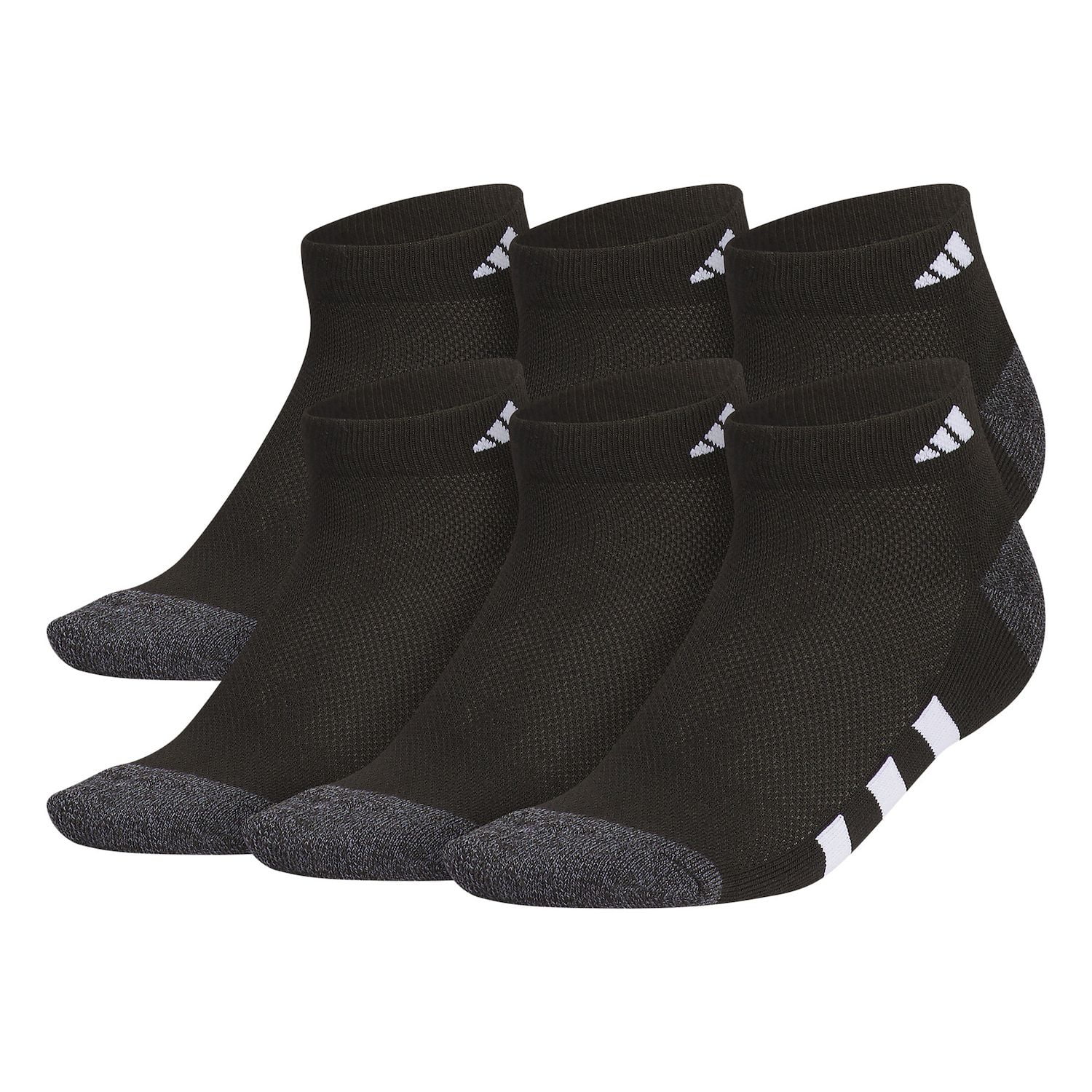 Boys adidas 6 Pk. Low Cut Socks Color Black Size 8 9.5 Walmart