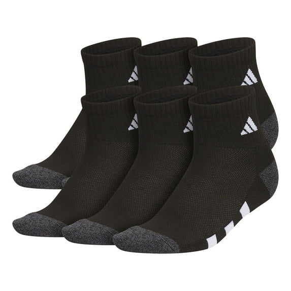 Boys adidas 6-Pk. Quarter Socks Color: Black Size: 5Y-7Y