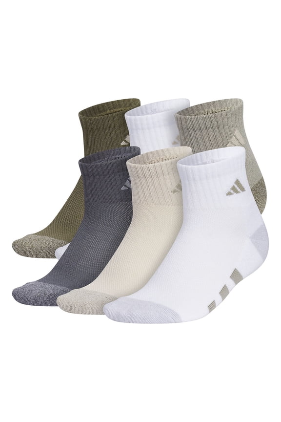 Boys adidas 6-Pk. Quarter Socks Color: Pebble Gray Size: 9-11