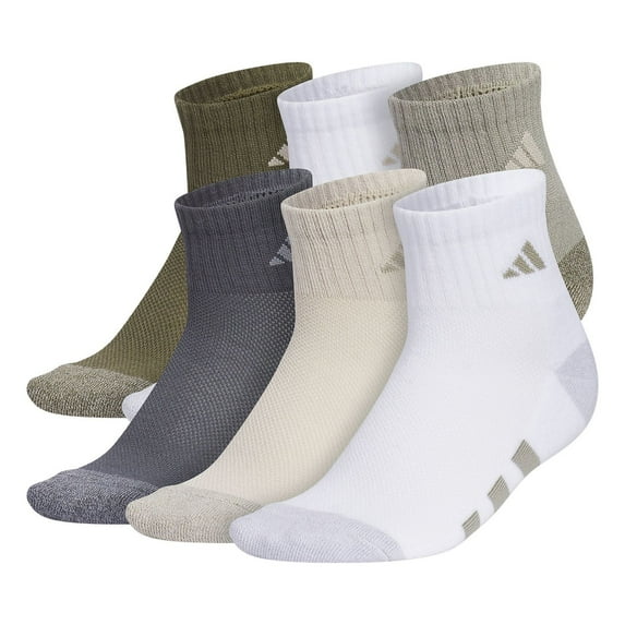 Boys adidas 6-Pk. Quarter Socks Color: Pebble Gray Size: 9-11