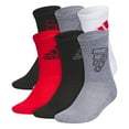 thumbnail image 1 of Boys adidas Cushioned Mixed 2.0 6-Pack Crew Socks Color: Black Size: 7-8.5, 1 of 4