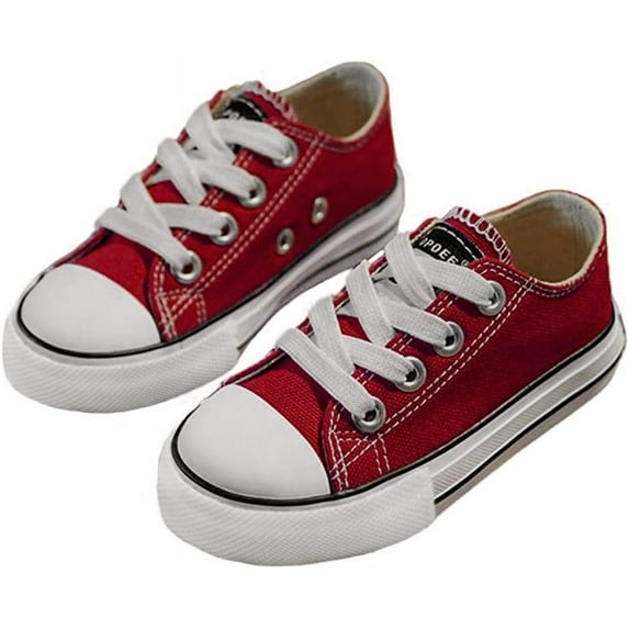 Boys and Girl Low Top Canvas Kids Lace up Sneakers
