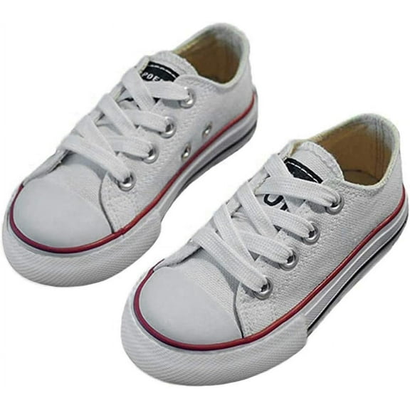 Boys and Girl Low Top Canvas Kids Lace up Sneakers