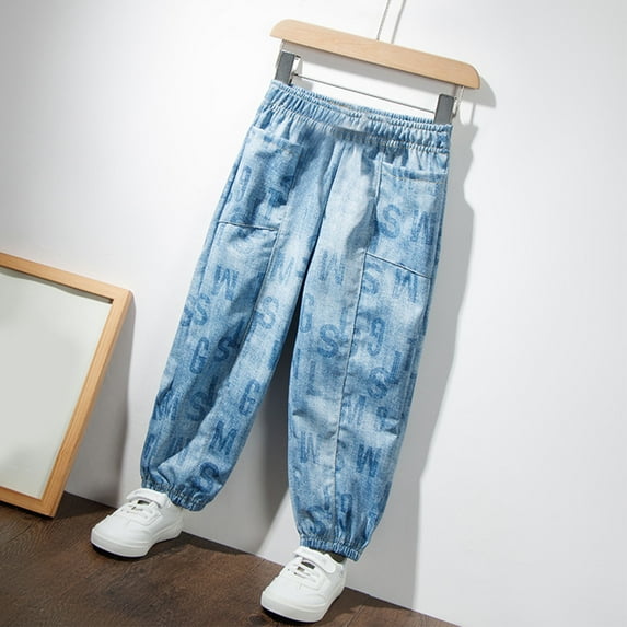 Boys and Girls Cargo Pants Children Solid Color Drawstring Shorts Baby Girl Pockets Cargo Pants Length Pants Light Blue 3 Years
