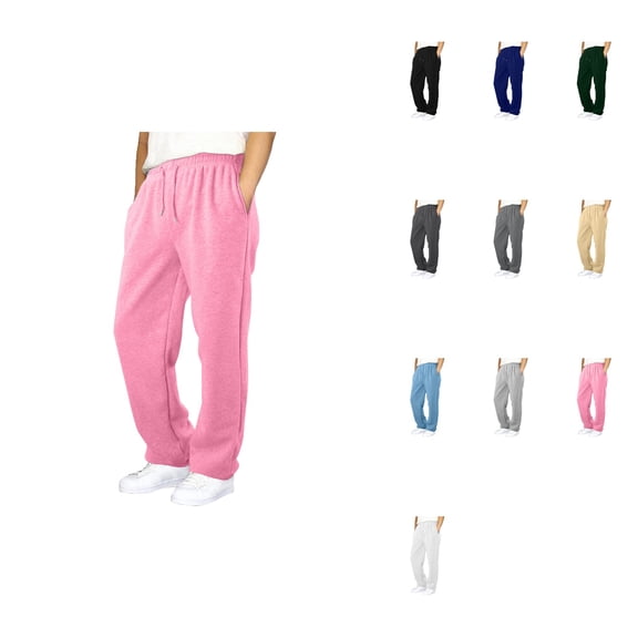 Boys' and Girls' Casual Athletic Joggers – Elastic Waist, Straight Leg, Open Bottom Sweatpants with Pockets