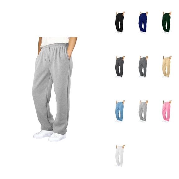 Boys' and Girls' Casual Athletic Joggers – Elastic Waist, Straight Leg, Open Bottom Sweatpants with Pockets