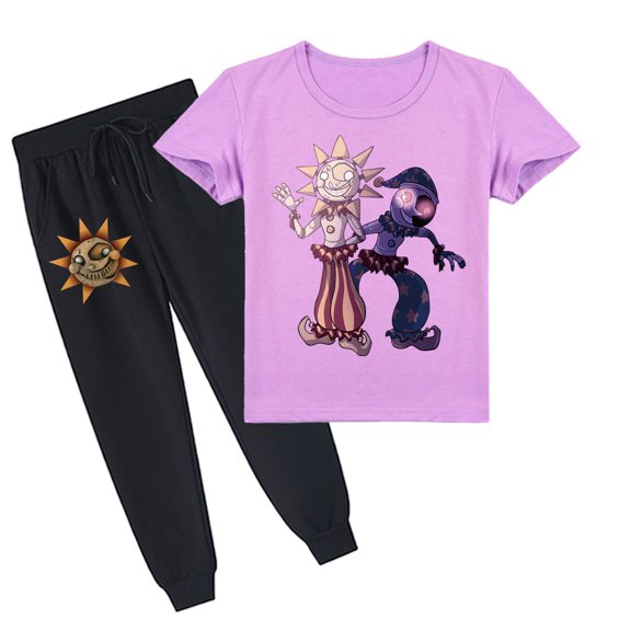 Boys and Girls' Casual Summer Look: Sundrop and Moondrop Cotton Short Sleeve T-shirt and Trousers Outfits