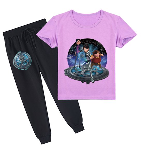 Boys and Girls' Casual Summer Look: Trollhunters Cotton Short Sleeve T-shirt and Trousers Outfits